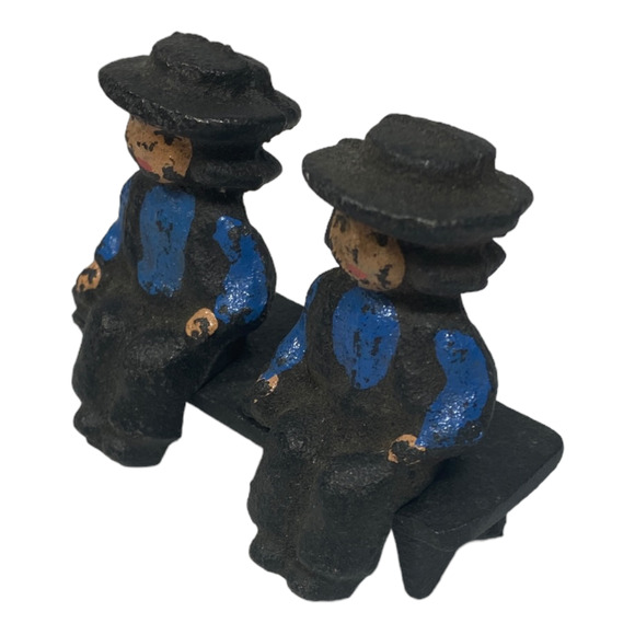 Vintage John Wright Cast Iron Amish 2 Boys on Bench 1997 Fig. A265 - Picture 2 of 6